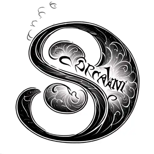 alphabets Sravani in a ball sleeping tattoo design idea