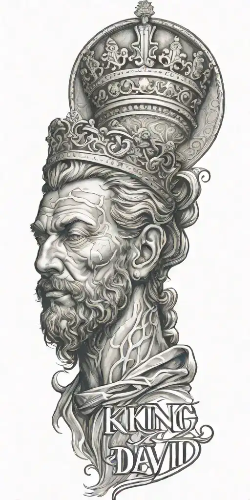 king David name written tattoo design idea