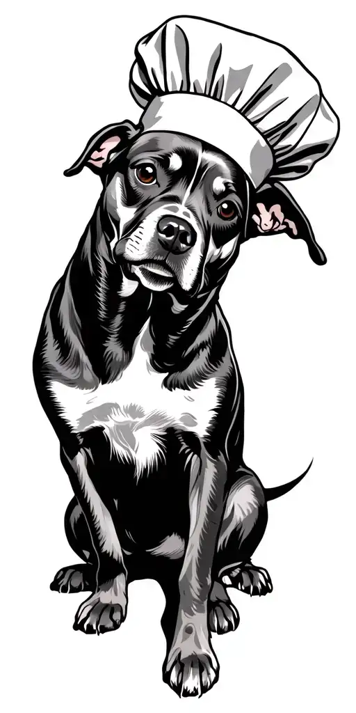 dog wearing chef hat tattoo design idea