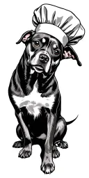 dog wearing chef hat tattoo design idea