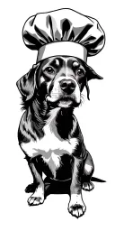 dog wearing chef hat tattoo design idea