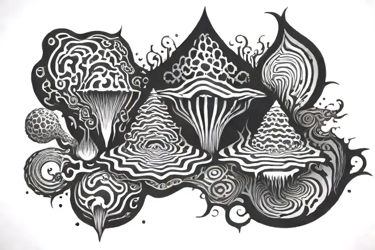 psychedelics in black style tattoo design idea