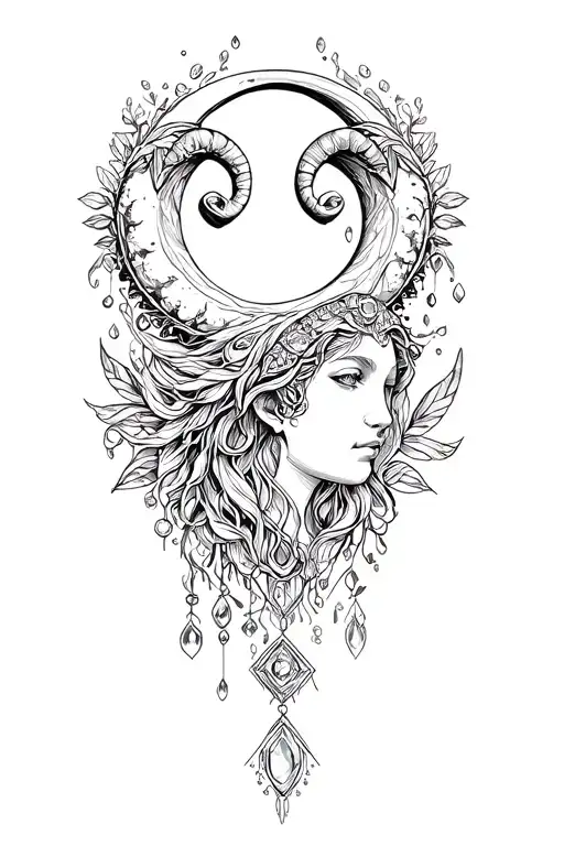 moon jewels aries and virgo vectors tattoo design idea