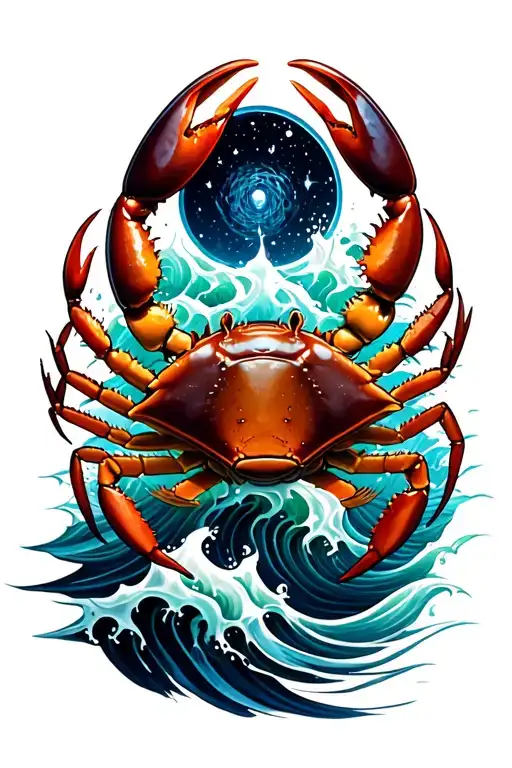 cancer crab astrology symbols water waves gothic inspired tattoo aggressive gaelic tattoo design idea
