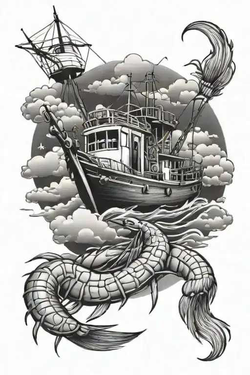 shrimp boat named Johnny's Dream tattoo design idea