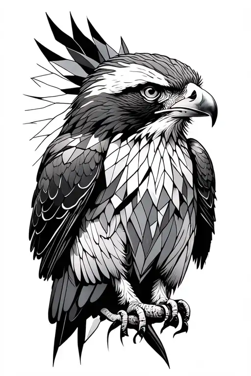 hawk geometric tattoo design idea