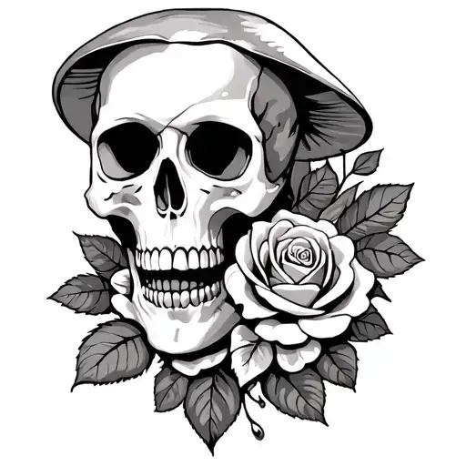skull, roses, Gemini, hamsa, mushroom tattoo design idea