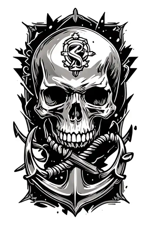 skull and anchor tattoo design idea