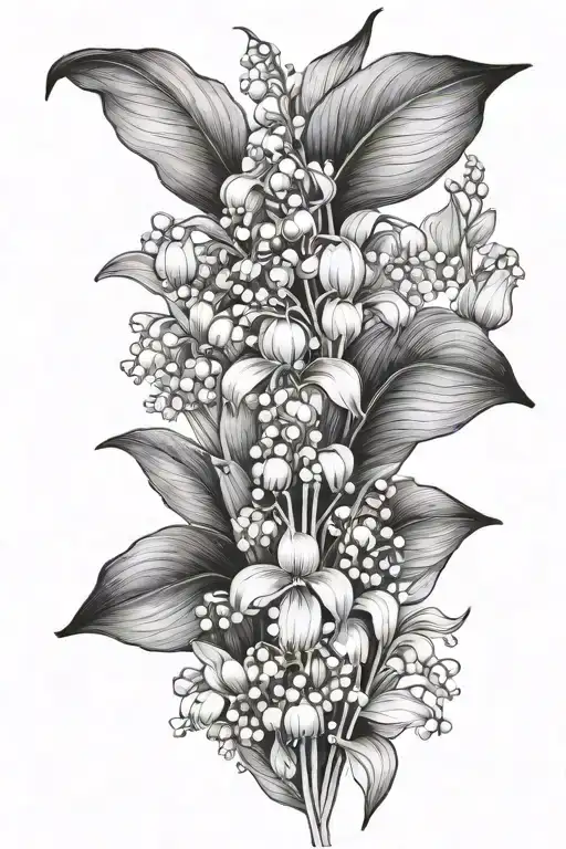 lily lilac lily of the valley fine line  tattoo design idea