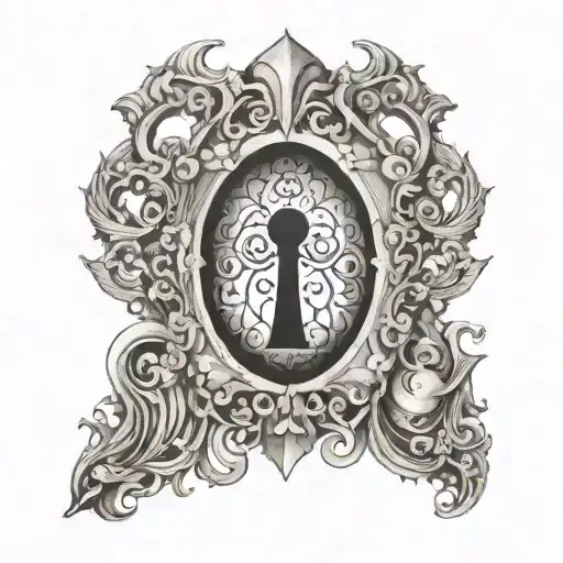 A tattoo of a keyhole with intricate designs inside, symbolizing unlocking the past and overcoming sexual assault tattoo design idea