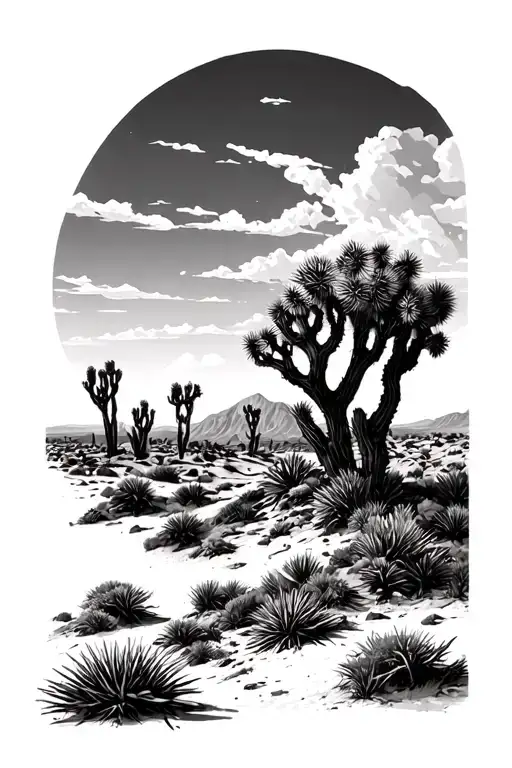 desert landscape tattoo design idea