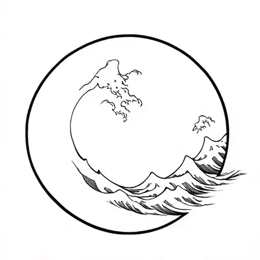 great wave tomoe patterns forming tattoo design idea