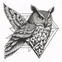 owl column triangles heart geometric design incorporating tattoo design idea