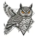 owl column triangles heart geometric design incorporating tattoo design idea