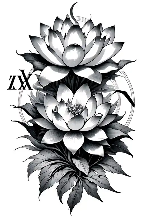 march 20th 1999 Roman numerals with lotus flower tattoo design idea