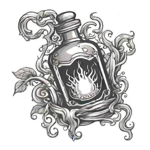 potion bottle overflowing tattoo design idea