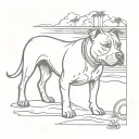 pit Bull beach scene tattoo design idea