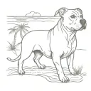 pit Bull beach scene tattoo design idea