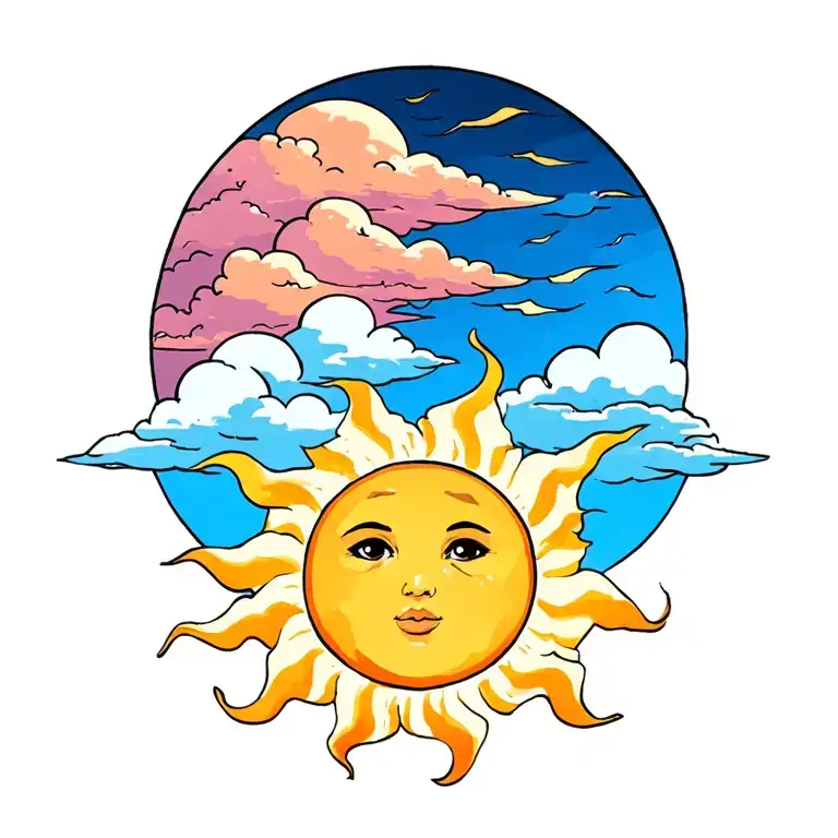 sun and clouds  tattoo design idea