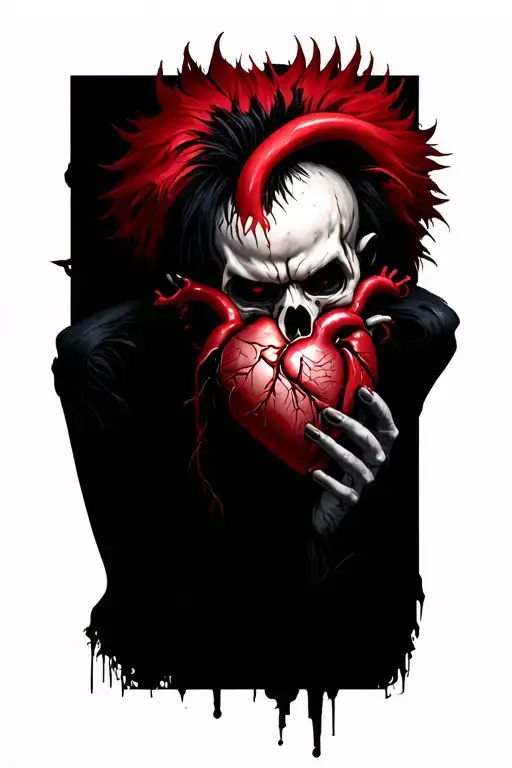 ryuk death note eating an anatomical heart tattoo design idea