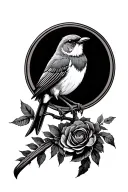 Shepard staff with little song bird perched tattoo design idea