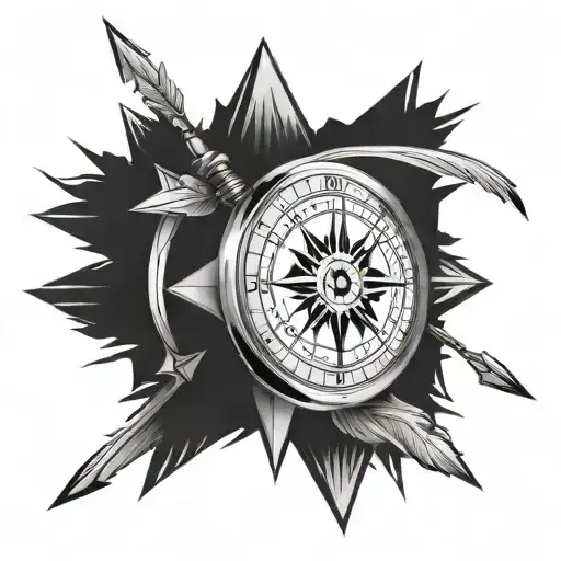 compass and arrow indian tattoo design idea