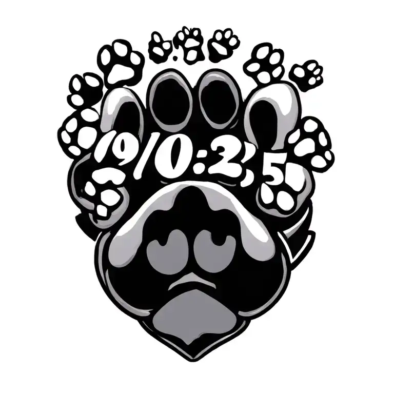 "09/03/25" paw prints tattoo design idea