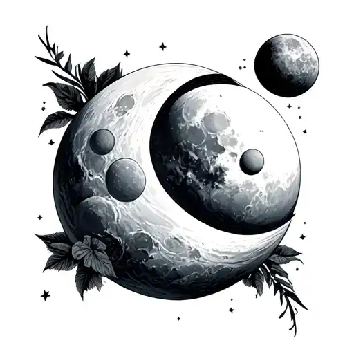 moon and Venus planet tattoo design idea