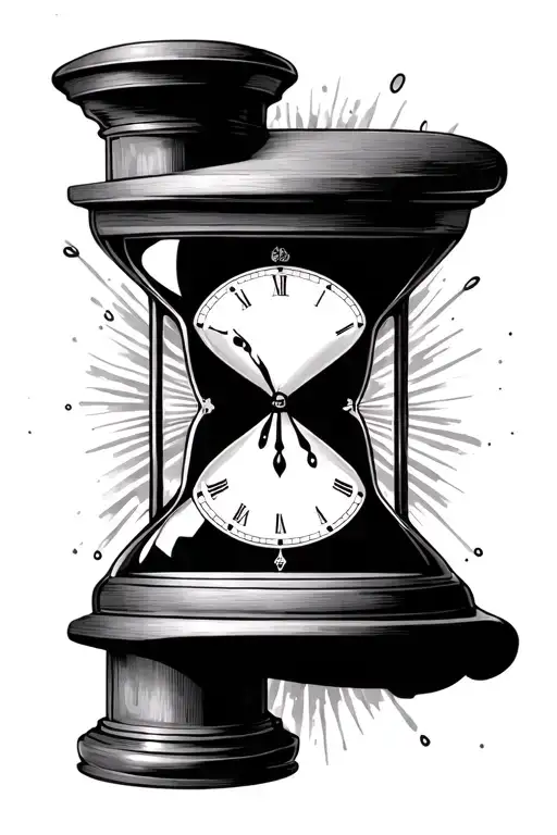 hour glass with clock tattoo design idea