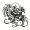 two dragons fighting a knight tattoo design idea