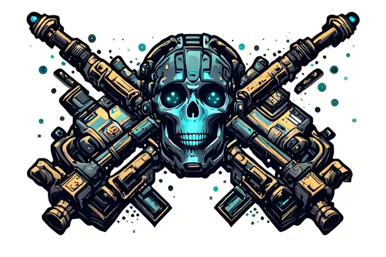 cyber sigilism cross tattoo design idea