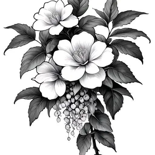 Gardenia wisteria wrapping tattoo design idea