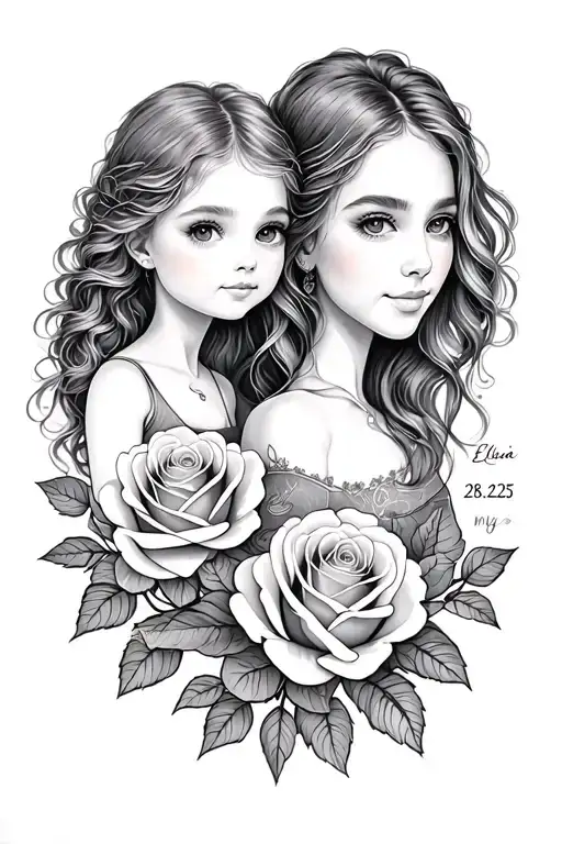 Eléa-Elaine, 28.02.2025, mother and daughter, roses, band of connecting beauty, love, happiness, my miracle tattoo design idea