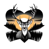 whitetail deer, god, sunrise integrated tattoo design idea