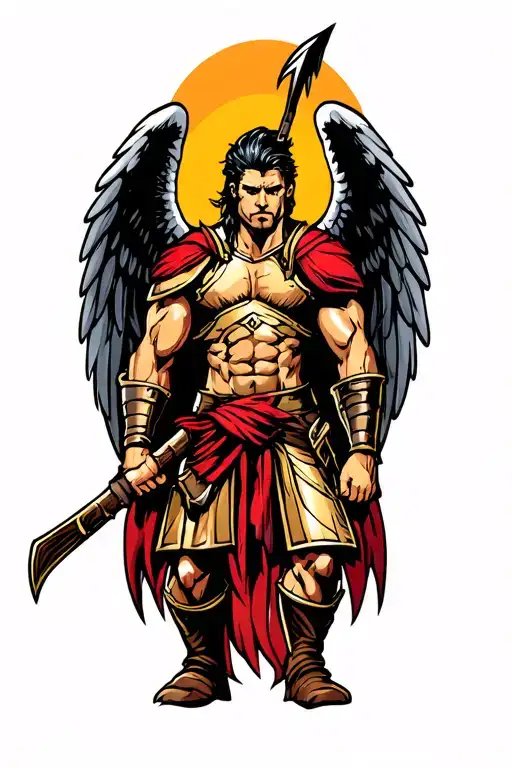 spartan warrior with wings tattoo design idea