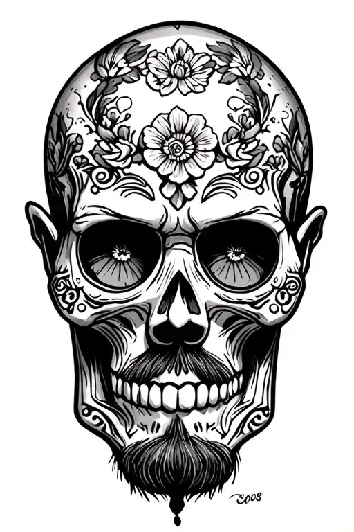 Walter white sugar skull tattoo design idea