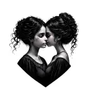 2 daughters tattoo design idea