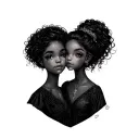 2 daughters tattoo design idea