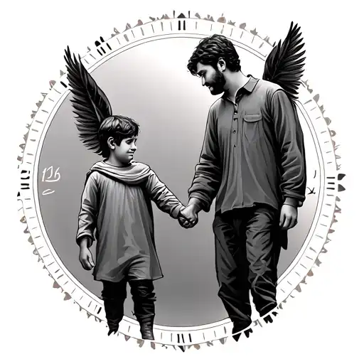 time father son holding hands tattoo design idea