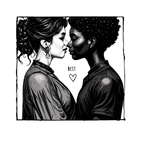 A small fine art tattoo that expresses best friends. Friends are once male and once female tattoo design idea