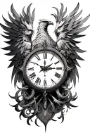 warrior phoenix clock inside tattoo design idea