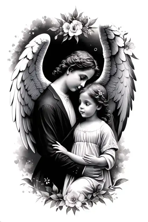baby angel memorial  mum dad tattoo design idea