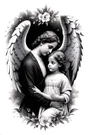 baby angel memorial  mum dad tattoo design idea