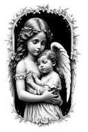 baby angel memorial  mum dad tattoo design idea