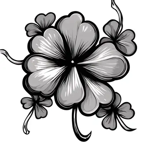 Wishbone and clovers tattoo design idea