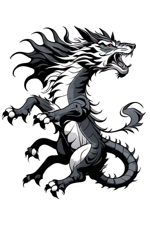 dragon, tiger, horse tattoo design idea