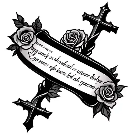 Black and white sleeve, with compass, three small crosses, roses, and bible verse Ephesians 2:8-9 written in Greek  tattoo design idea