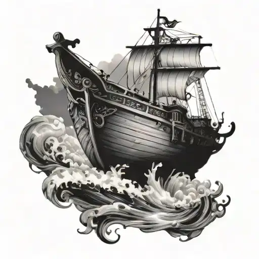 Noahs Ark ship with water darken everything add tattoo design idea