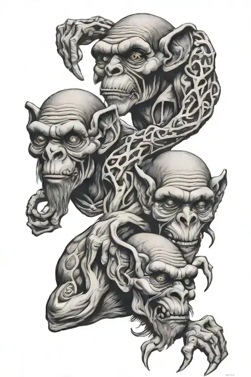 Kobiety See No Evil Hear No Evil Speak No Evil tattoo design idea