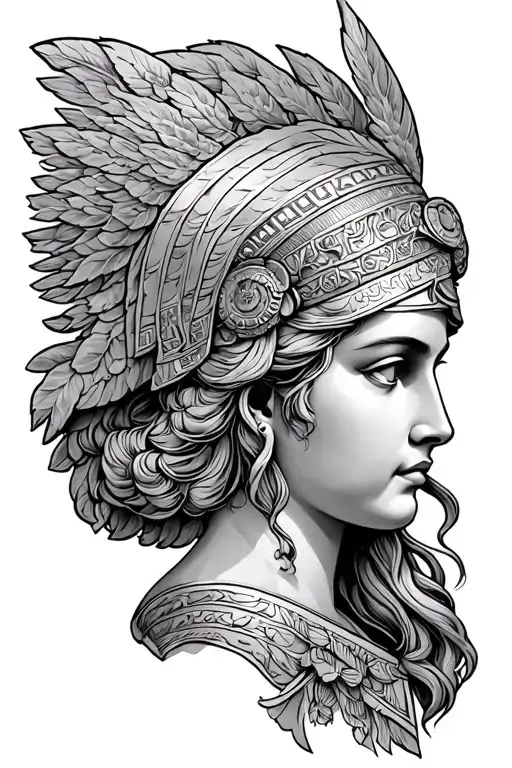 greek goddess Athena portrait tattoo tattoo design idea